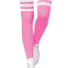 Leg Avenue Athletic Pink With White Stripes Thigh High Socks> Halloween Hosiery