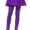 Leg Avenue Black And Bright Purple Striped Girls Tights> Wicked Witches