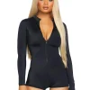 Leg Avenue Black Zipper Front Long Sleeved Romper> Saints &Amp; Sinners