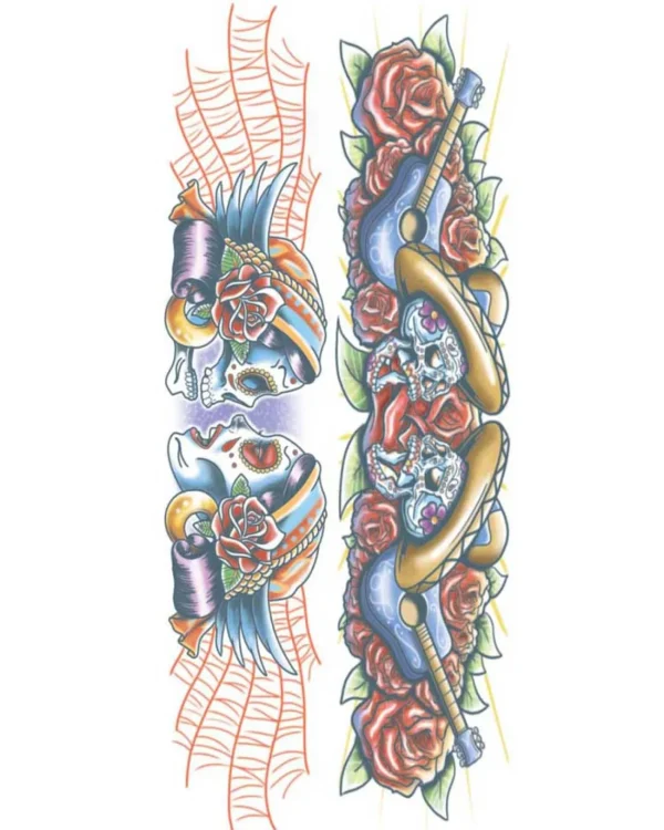 Tinsley Transfers Body Bands Day Of The Dead Temporary Tattoos> Halloween Accessories