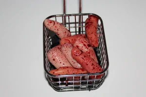 ForensicFX Studios Deep Fried Severed Fingers In Metal Fryer Basket Prop> Halloween Accessories