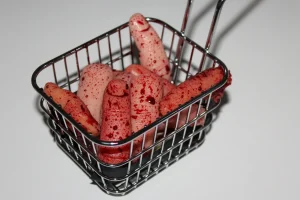 ForensicFX Studios Deep Fried Severed Fingers In Metal Fryer Basket Prop> Halloween Accessories
