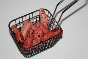 ForensicFX Studios Deep Fried Severed Fingers In Metal Fryer Basket Prop> Halloween Accessories