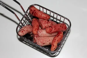 ForensicFX Studios Deep Fried Severed Fingers In Metal Fryer Basket Prop> Halloween Accessories