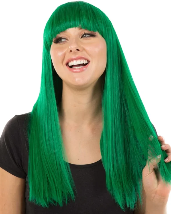 * Fashion Deluxe Emerald Green Long Wig> Halloween Accessories