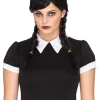 * Gothic Girl Deluxe Plaited Black Wig> Halloween Accessories