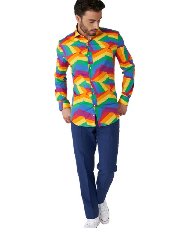 Opposuits Opposuit Zig Zag Rainbow Mens Shirt> Opposuits