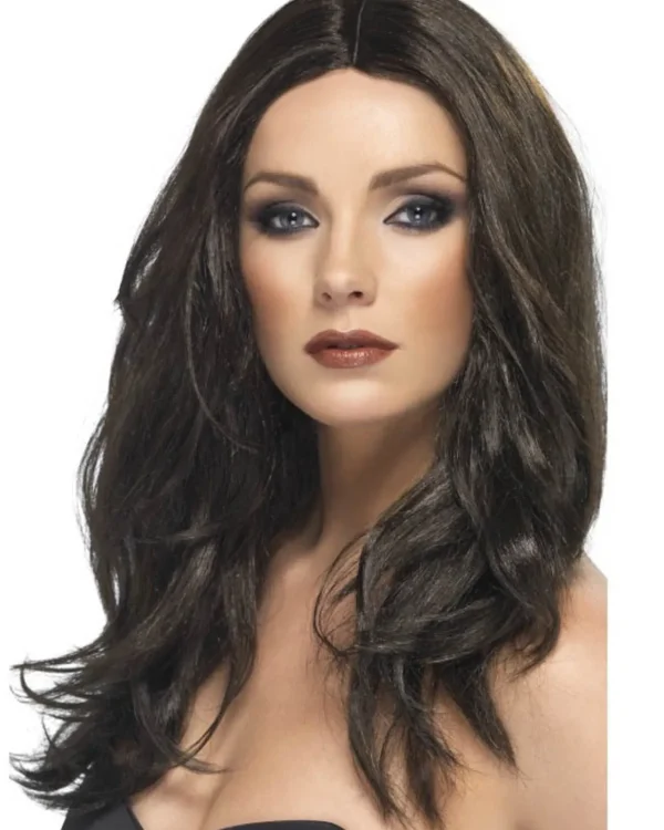Smiffys Superstar Long Brown Wig> Halloween Wigs