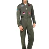 Smiffys Top Gun Jumpsuit Deluxe Mens Costume>Men Men's Costumes