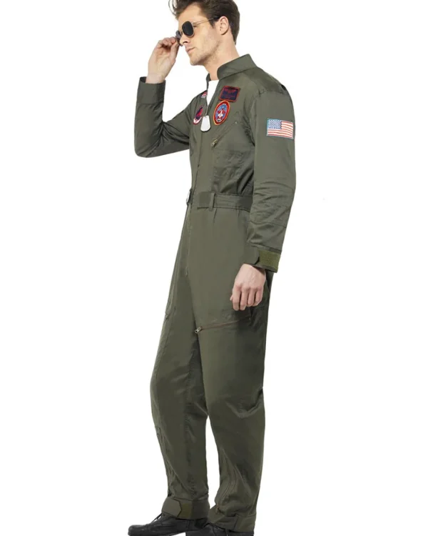 Smiffys Top Gun Jumpsuit Deluxe Mens Costume>Men Men's Costumes