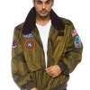 Leg Avenue Top Gun Khaki Mens Deluxe Bomber Jacket>Men Men's Costumes